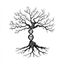 tree with dna stranded-shape trunk symbolizing life  tattoo design idea