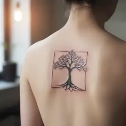 tree with dna stranded-shape trunk symbolizing life  tattoo design idea