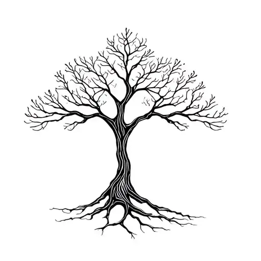 tree with dna stranded-shape trunk symbolizing life  tattoo design idea