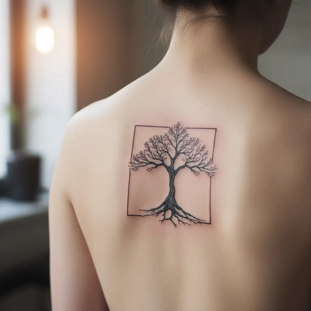 tree with dna stranded-shape trunk symbolizing life  tattoo design idea