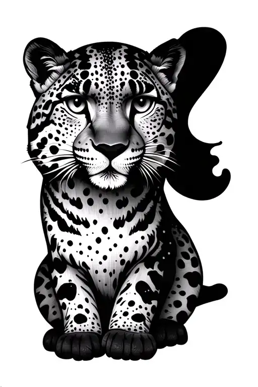 Snow Leopard full body cartoon style tattoo design idea