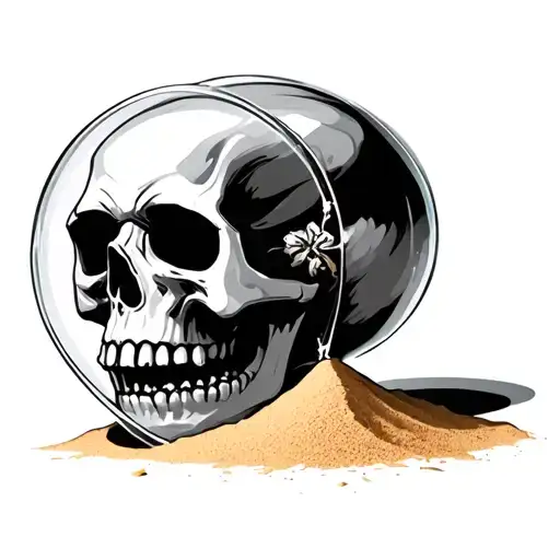 gothic hour glass with sand forming into a skull tattoo design idea