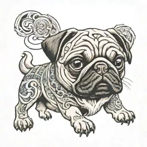 pug dog tattoo design idea