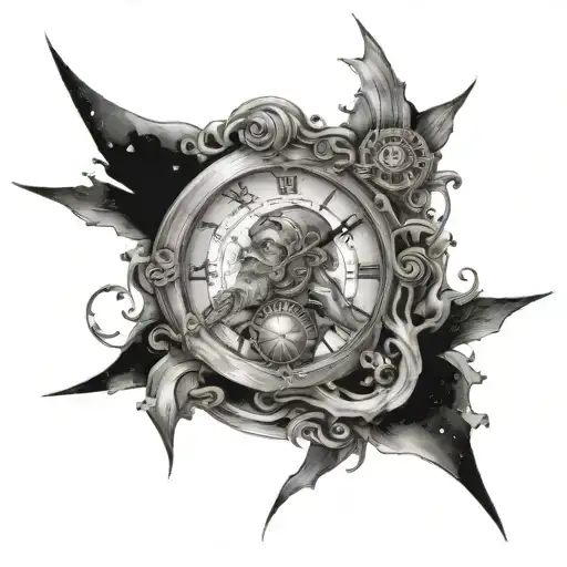father time clockworks space themed tattoo tattoo design idea