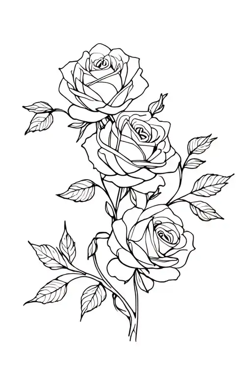 roses blooming tattoo design idea