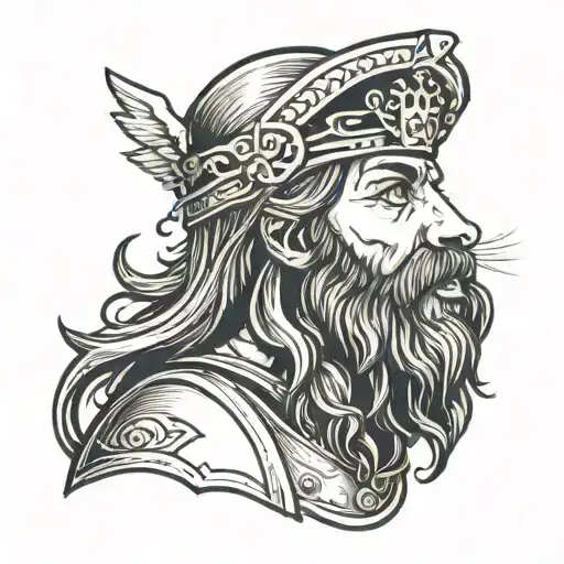 Jesus wearing Spartan helmet with lion coming out of the bottom of his beard tattoo design idea