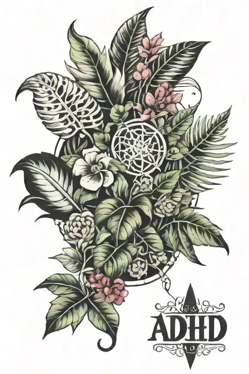 adhd tropical plants balance wiccan tattoo design idea