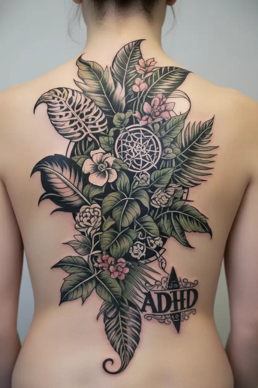 adhd tropical plants balance wiccan tattoo design idea