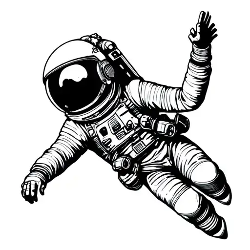 space x astronaut floating in space tattoo design idea