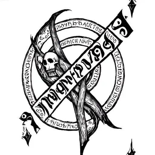 Memento Mori in Elder Futhark Runes written vertically tattoo design idea
