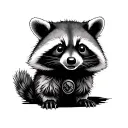 rocket scientist racoon drawing rocket engine schematics tattoo design idea