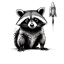rocket scientist racoon drawing rocket engine schematics tattoo design idea