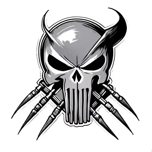 punisher logo with wolverine claws tattoo design idea