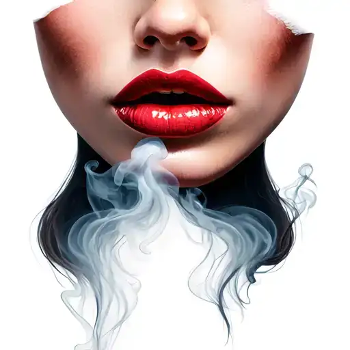 lips girl face smoke body tattoo design idea
