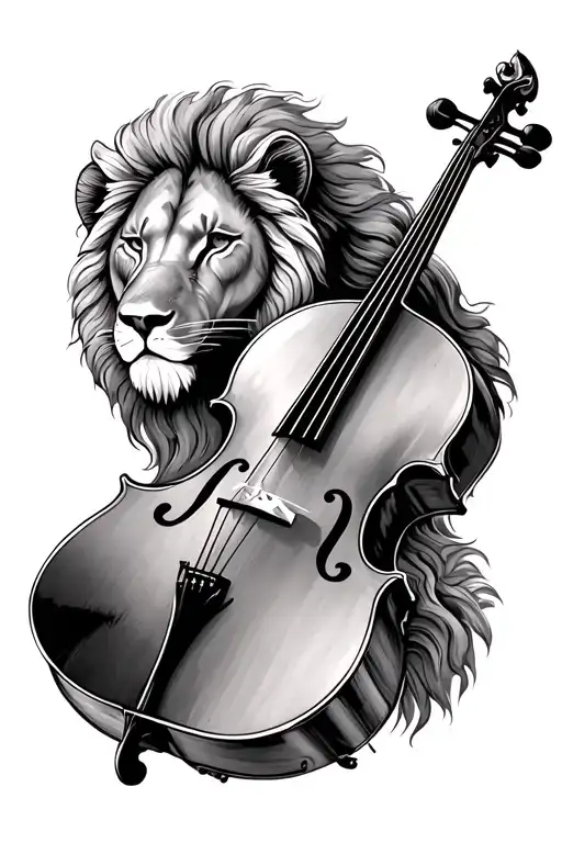 cello with leo zodiac tattoo design idea