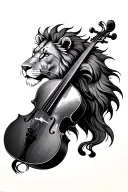 cello with leo zodiac tattoo design idea