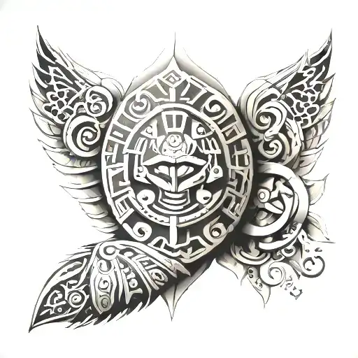 Aztec tribal sleeve tattoo tattoo design idea