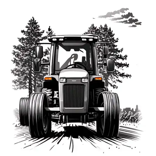 John Deere tractor plowing tattoo design idea
