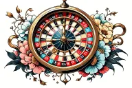 Roulette wheel and clock tattoo design idea