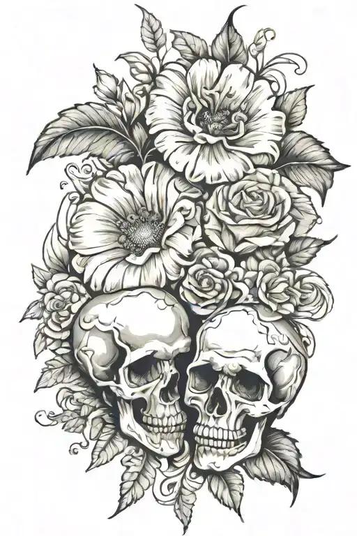 "I"ll be by your side for every step, I love you, always and forever!" Roman numeral 8/15/73-7/17/23 skull and poppy flo tattoo design idea