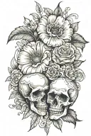 "I"ll be by your side for every step, I love you, always and forever!" Roman numeral 8/15/73-7/17/23 skull and poppy flo tattoo design idea