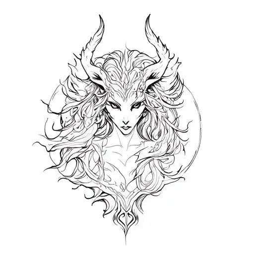 chimera and maiden tattoo design idea