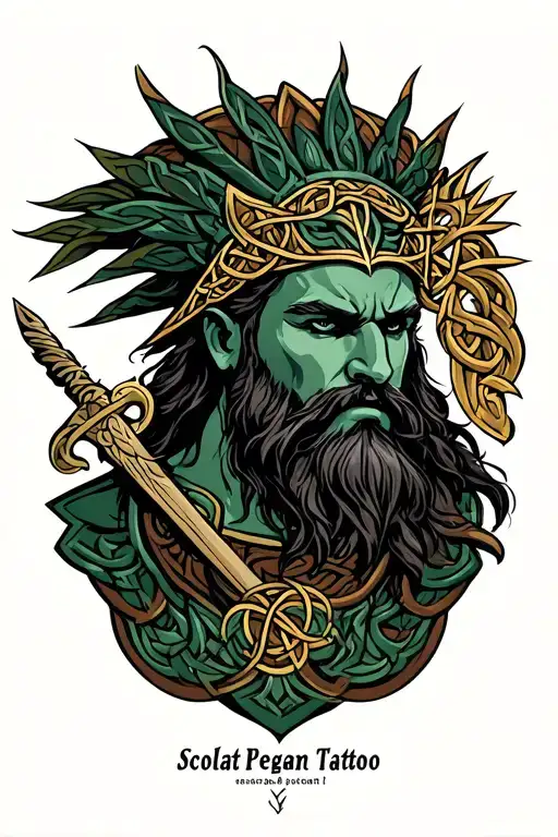 celtic pegan warriors scotland god tattoo design idea