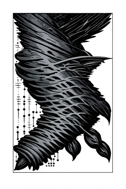 pheniox with straight line on left including Morse code stronger than ever tattoo design idea