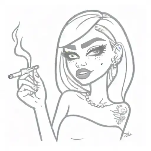 Bratz Doll crying and smoking Flash Tattoo design tattoo design idea