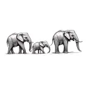 a family of african elephants tattoo design idea