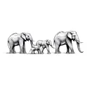 a family of african elephants tattoo design idea