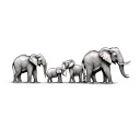 a family of african elephants tattoo design idea