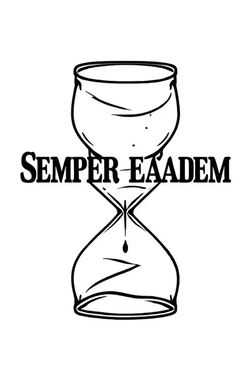 "Semper Eadem" Hourglass sand running tattoo design idea