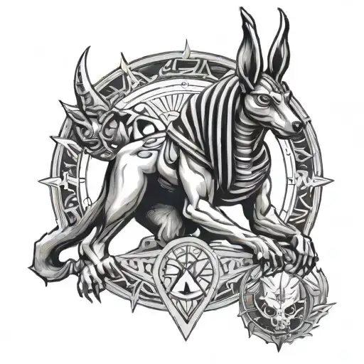 anubis with libra zodiac sign tattoo design idea