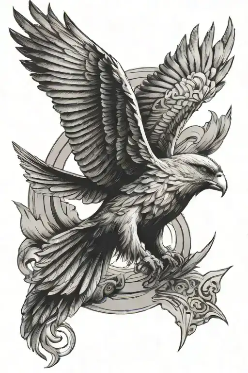 sparrow inside eagle soaring tattoo design idea