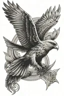 sparrow inside eagle soaring tattoo design idea