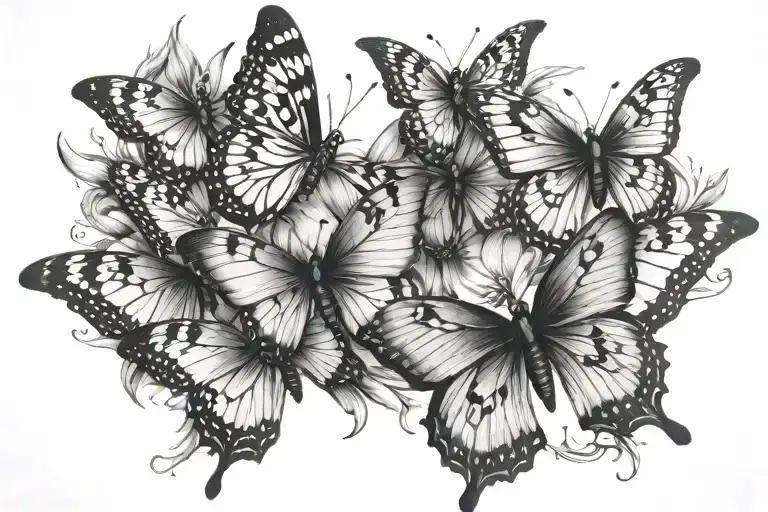 butterflies on the ribs tattoo design idea