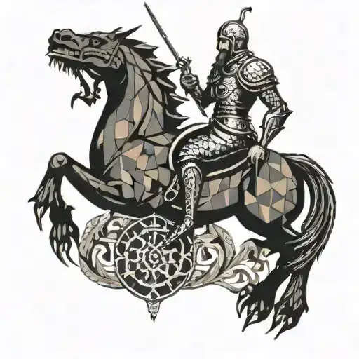 Saint George killing the dragon tattoo design idea