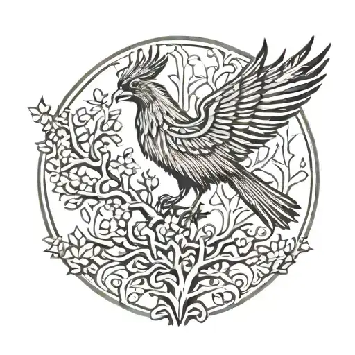 Phoenix Bird Inside A Tree Of Life tattoo design idea
