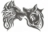 two wolf head tattoo design idea