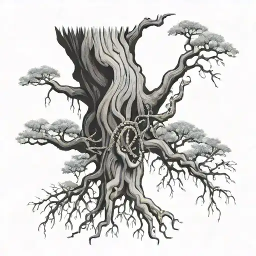 typical bayou  oak tree with spanish moss and mardi gras beads tattoo design idea