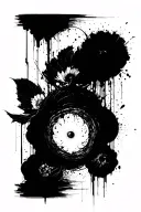 dark abstract, expressive blackwork, raw brush strokes cyber gothic ornamental, black ink tattoo design idea