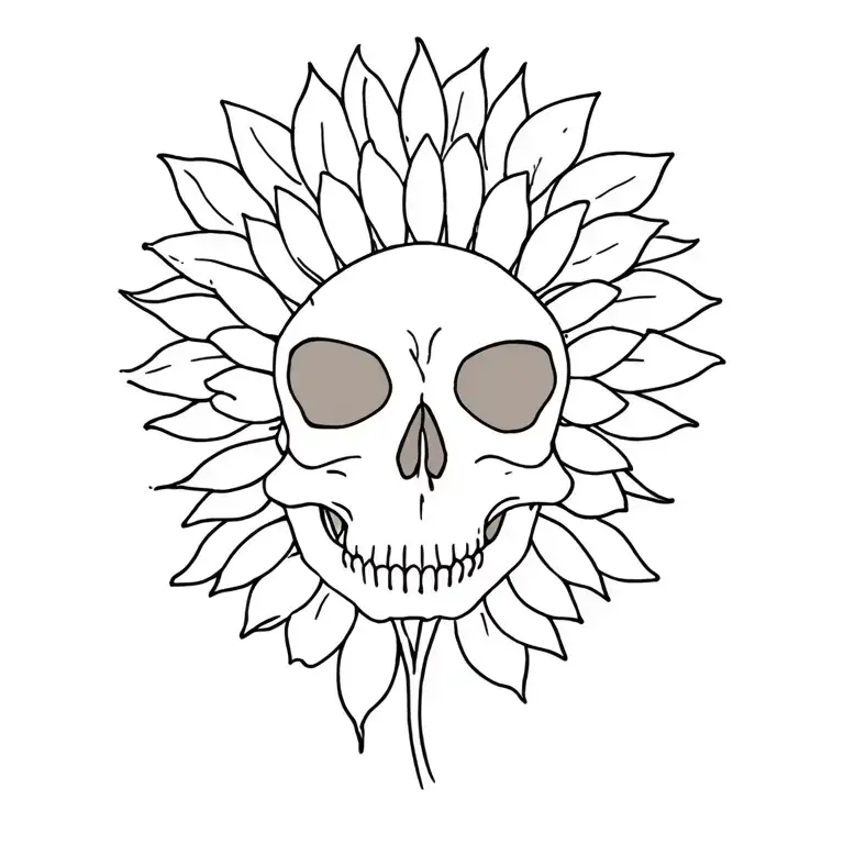 sunflower and skull tattoo design idea