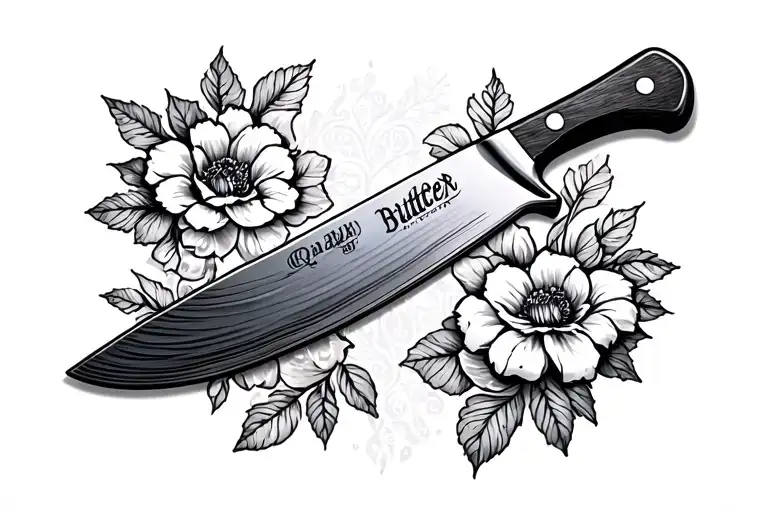 butcher knife tattoo design idea
