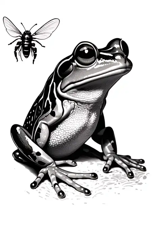 coqui frog playing with a lightning bug tattoo design idea