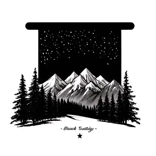 outdoors mountains trees tattoo design idea
