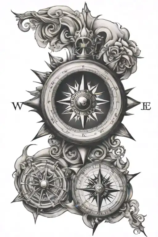 religious compass tattoo design idea