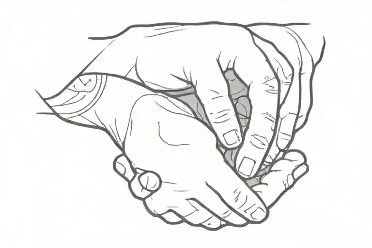 one perfect hand reaching out to a mangled hand holding tattoo design idea