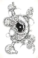 open wound showing computer internals tattoo design idea