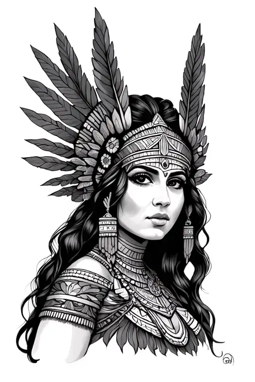 aztec princess tattoo design idea